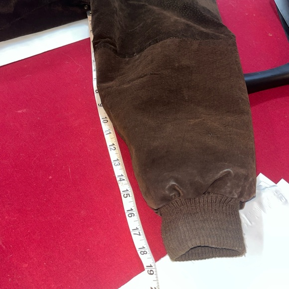 Paris BROWN SUEDE Leather BOMBER Jacket zip up Snap Lined 90s Collared Men’s LRG - Picture 6 of 16